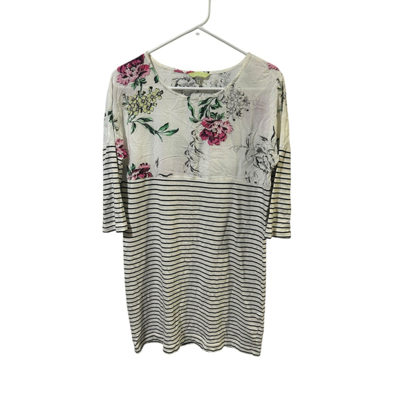 Joules Size US 6 Floral‎ Striped 3/4 Sleeve Dress - Picture 1 of 9
